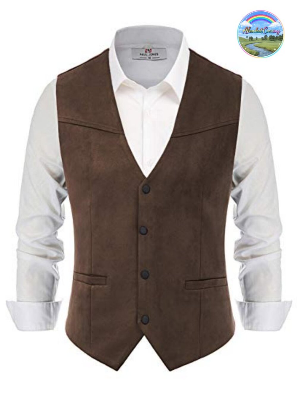 Men's Suede Leather Western Vest V-Neck Slim Fit Waistcoat